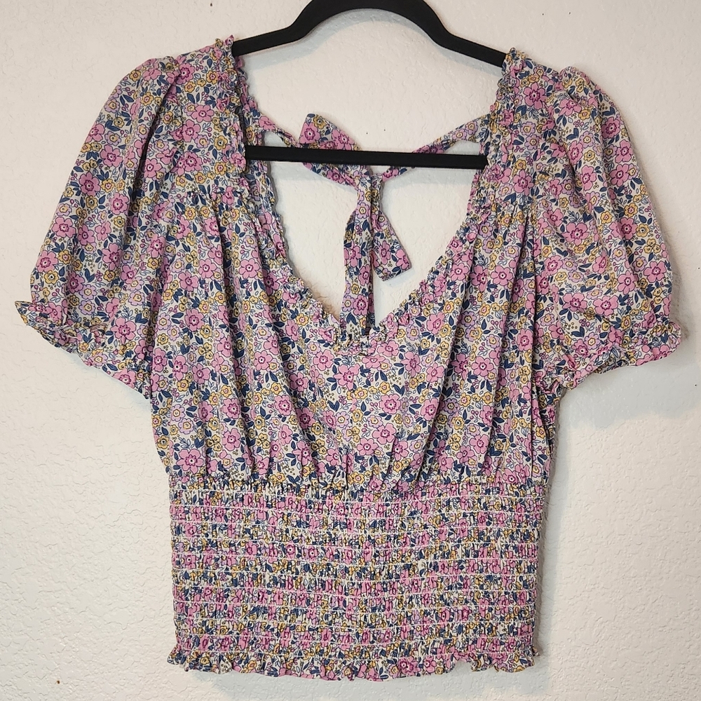 Milk‎ & Honey Baby Doll Crop Top with Puff Sleeves, Size XL